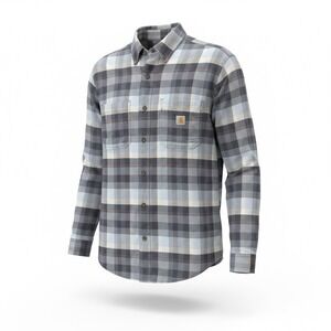 Carhartt Flannel Shirt Mens Medium Blue Grey Plaid Relaxed Fit  Long Sleeve